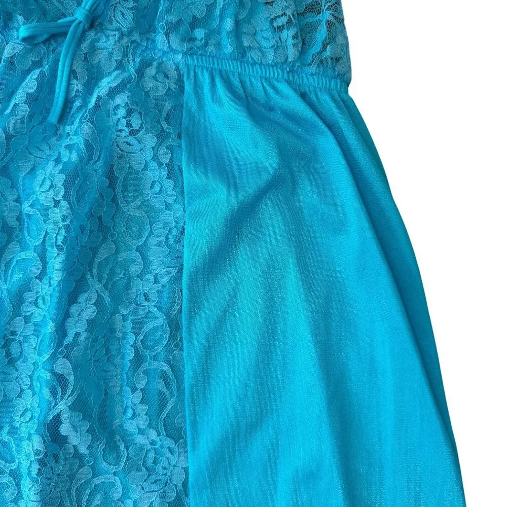 Vintage Jill Andrea Babydoll Lace Maxi Slip Dress Blue Large Y2K Fairy Whimsical - Picture 9 of 9